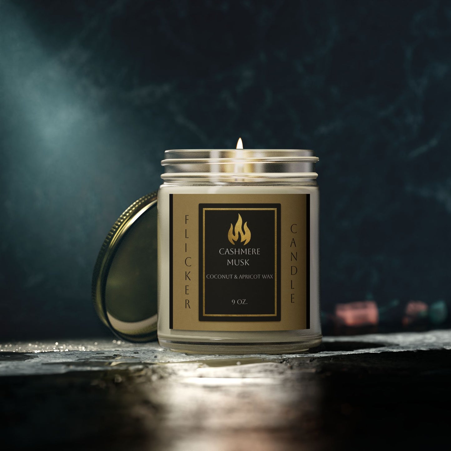 Scented Candle, Cashmere Musk Fragrance, Coconut Apricot Wax