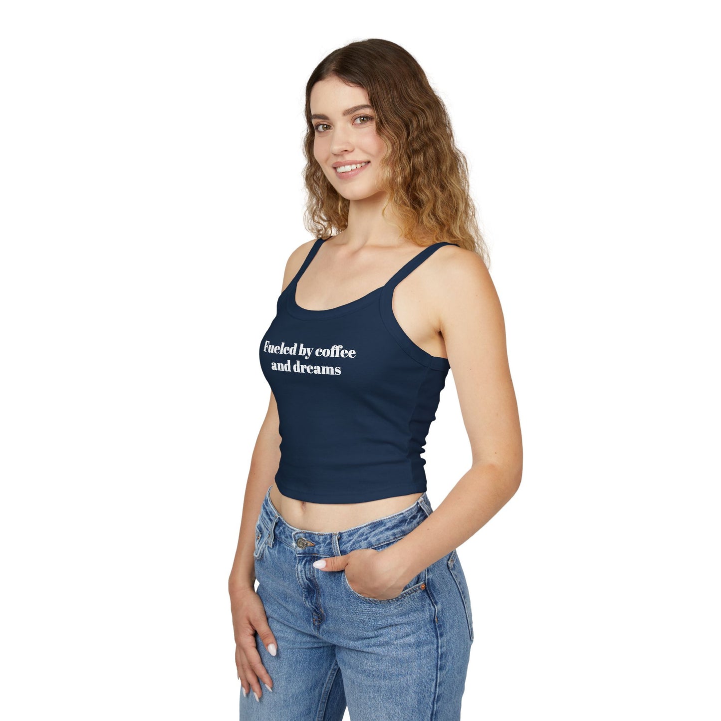 Coffee Dreams Tank Top, Women's Spaghetti Strap, Casual Summer Wear, Great Gift for Coffee Lovers, Perfect for Vacations