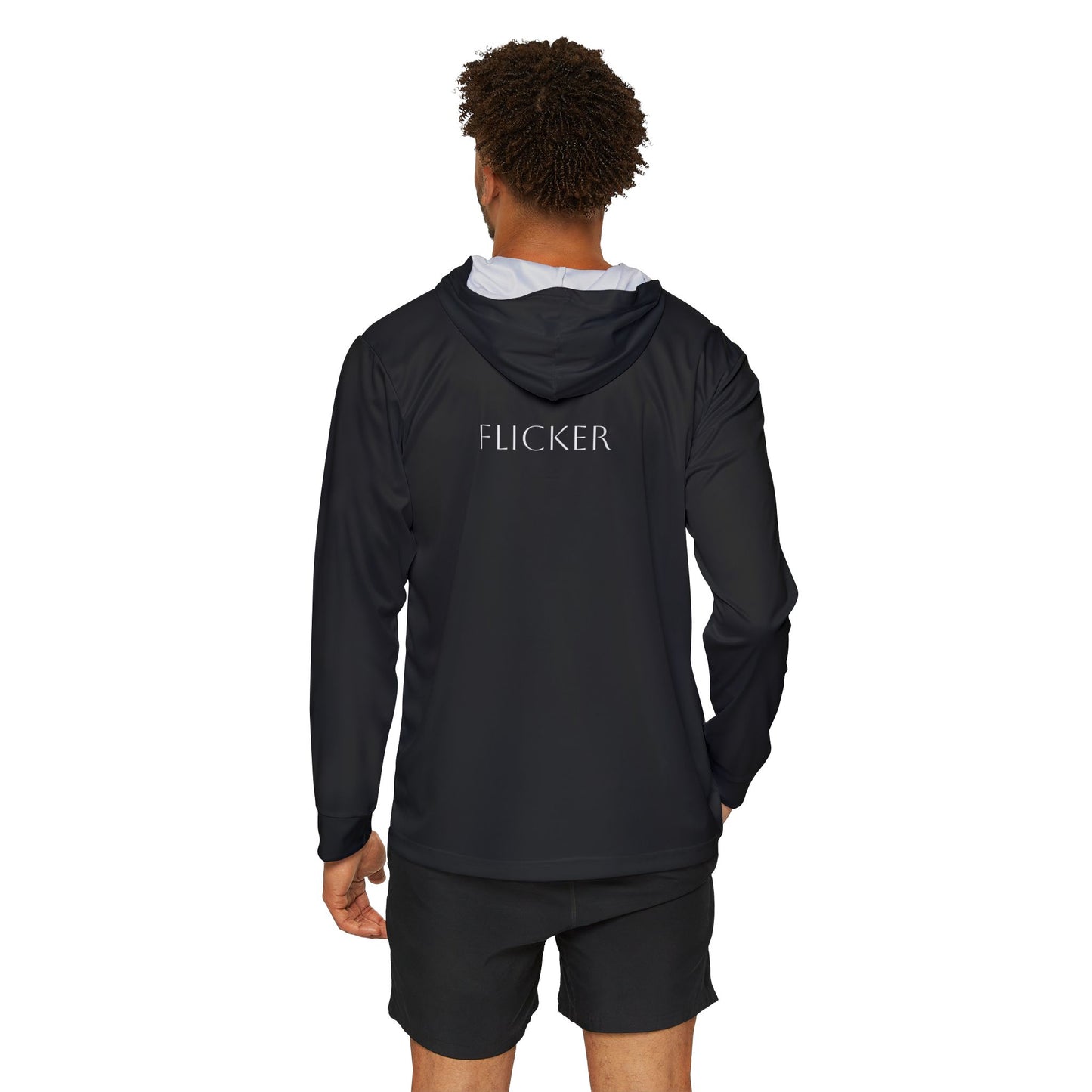 Men's Black Sports Flicker Hoodie with gold flame- AOP, Athletic Warmup, Workout Gear, Fitness Fashion, Outdoor Clothing, Gift for Him