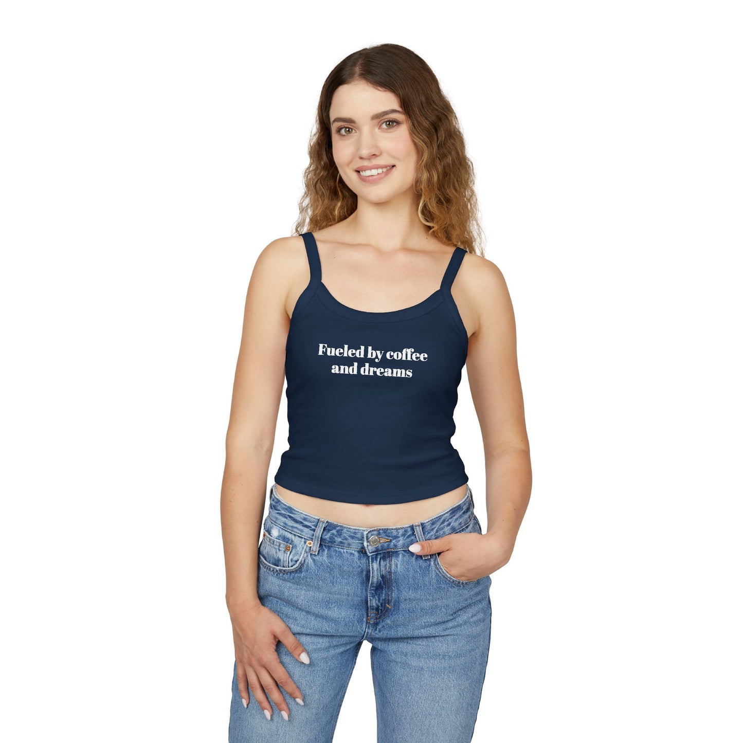 Coffee Dreams Tank Top, Women's Spaghetti Strap, Casual Summer Wear, Great Gift for Coffee Lovers, Perfect for Vacations