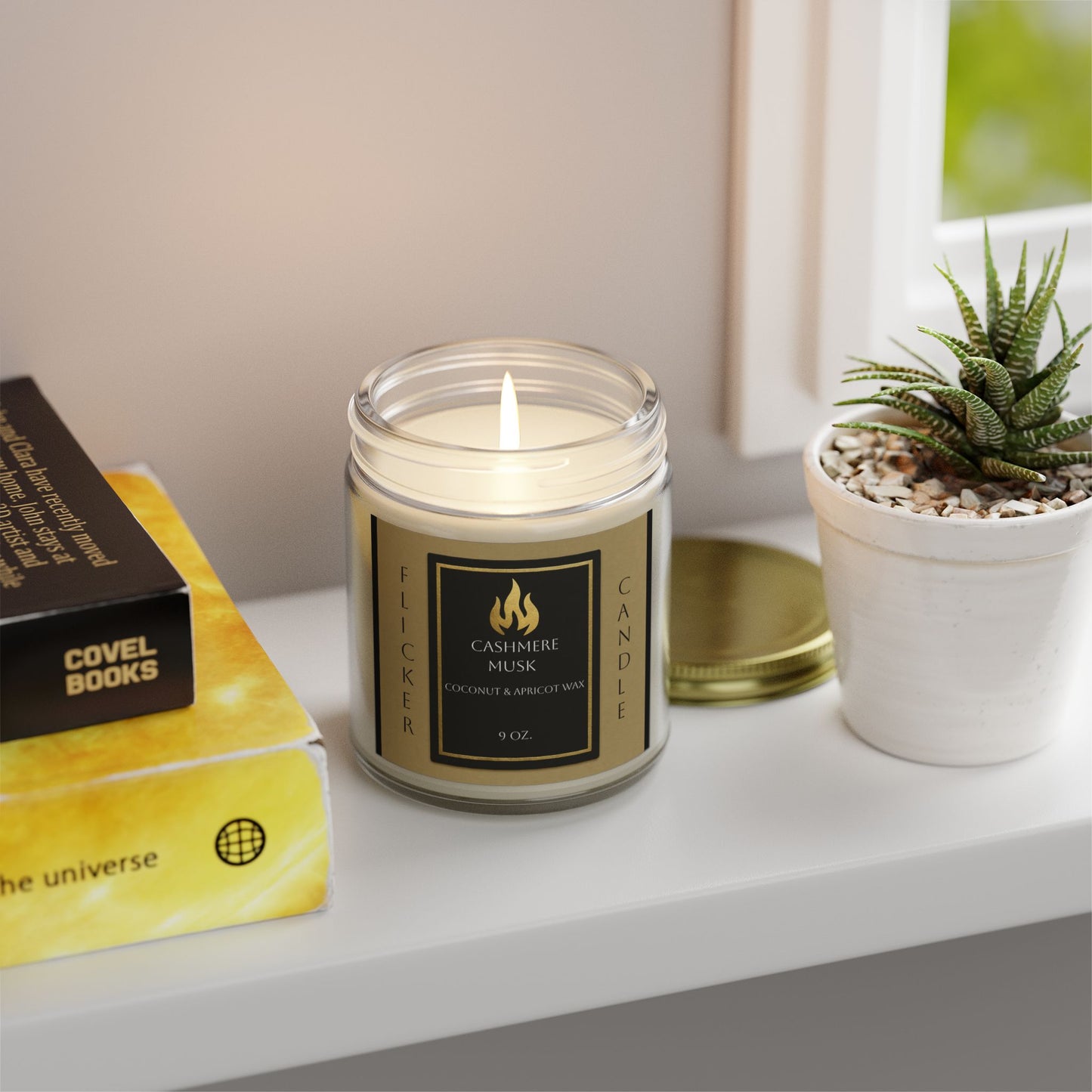 Scented Candle, Cashmere Musk Fragrance, Coconut Apricot Wax