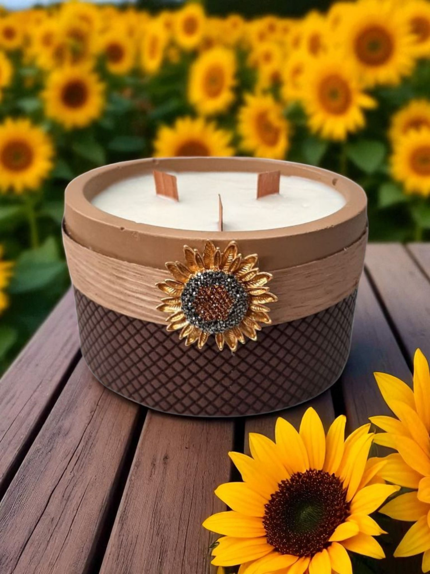 10 oz. Sunflower Cement Candle