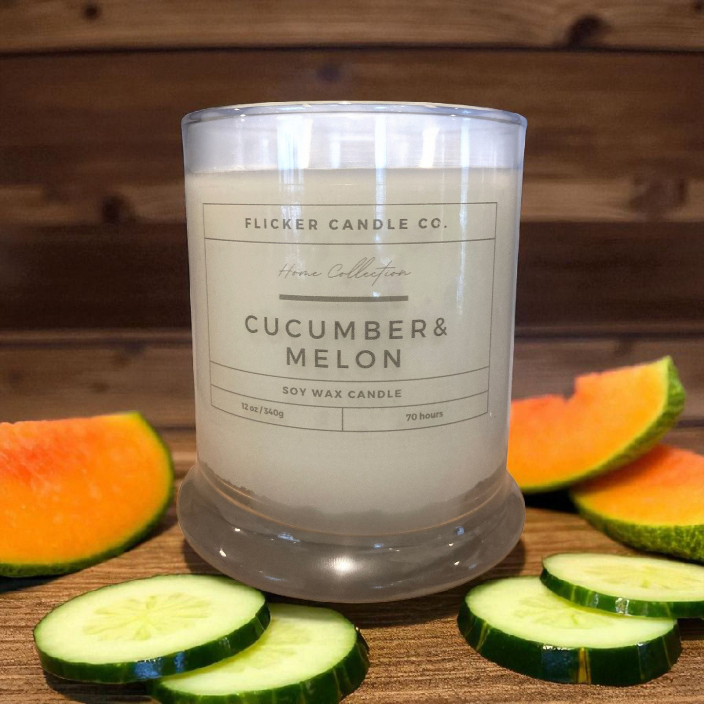 Cucumber & Melon Glass Jar Candle (round) 12 oz.