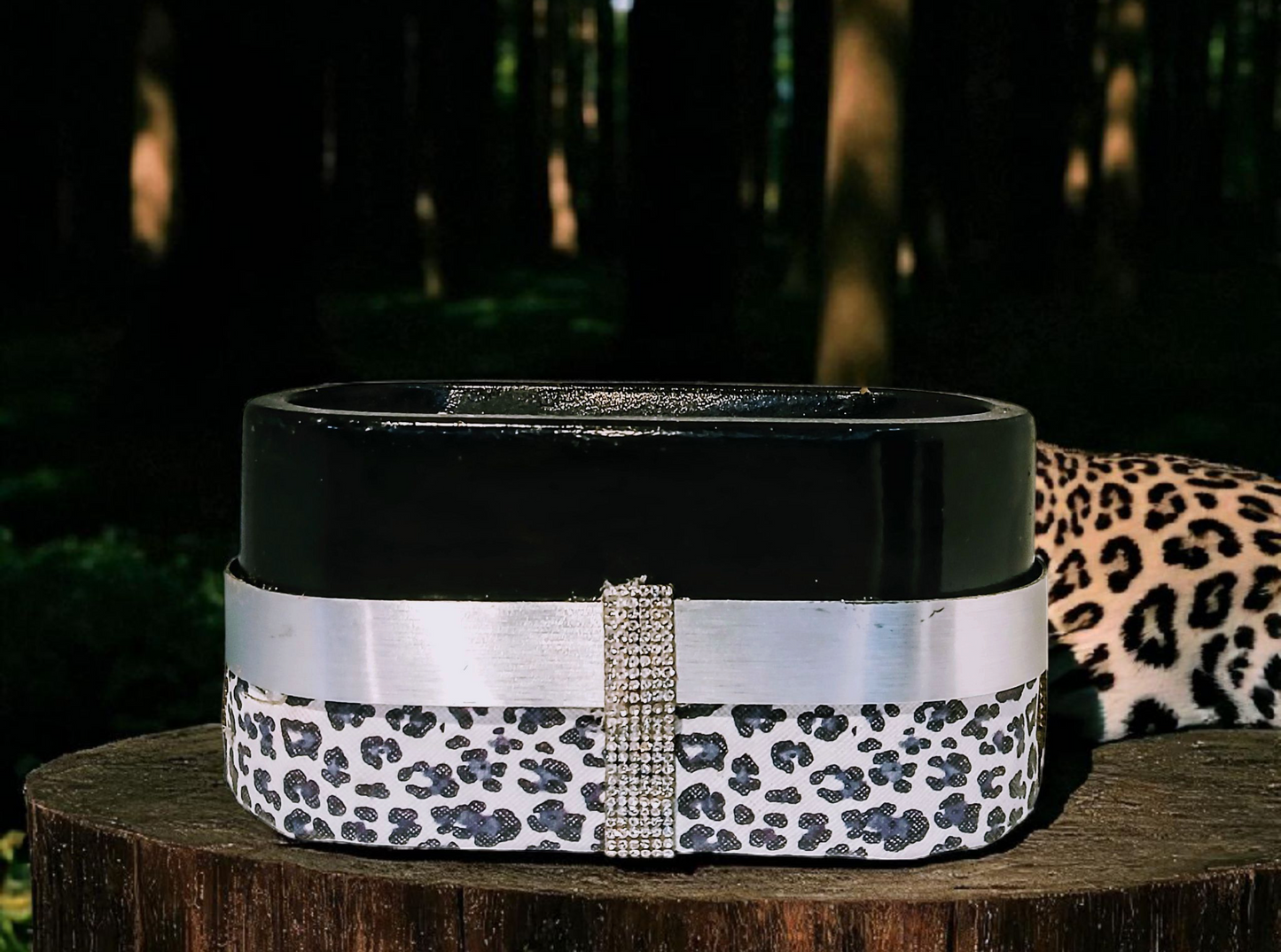 Leather and Stone Candle Leopard Print Candle