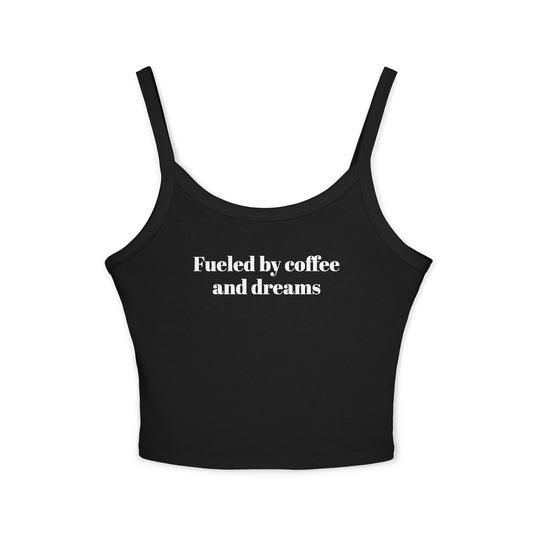 Coffee Dreams Tank Top, Women's Spaghetti Strap, Casual Summer Wear, Great Gift for Coffee Lovers, Perfect for Vacations