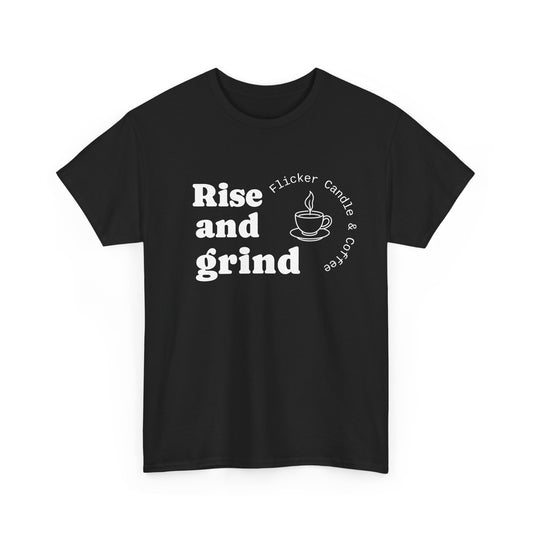 -Unisex Heavy Cotton Tee, Rise and Grind Comfortable Lounge Wear, Gift for Coffee Lovers, Casual Everyday Tee, Relaxed Fit [...]