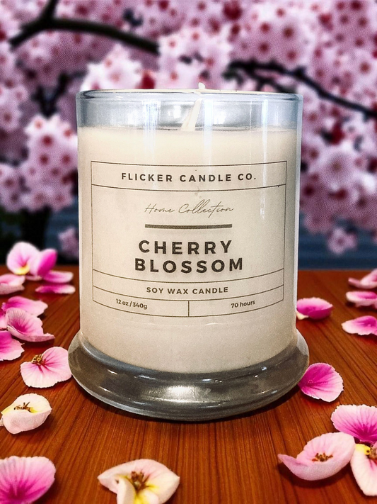 Cherry Blossom Glass Jar Candle (round) 12 oz.