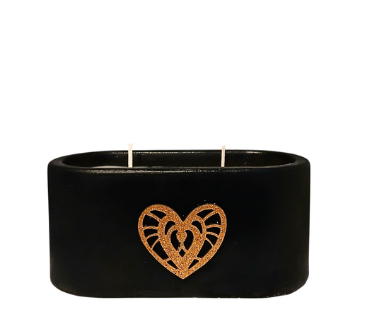 Black Heart Cement Candle