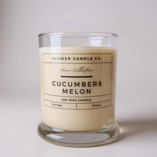 Cucumber & Melon Glass Jar Candle (round) 12 oz.
