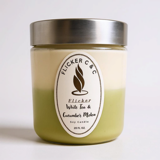 White Tea & Lemon Glass Jar Candle (round) 20 oz.